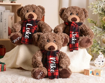 Teddy Bear Soft Plush Toy,Personalized Teddy Bear,Custom Monogrammed Teddy Bear,Baby Shower Gift,Newborn Gift,Keepsake Gift for Baby