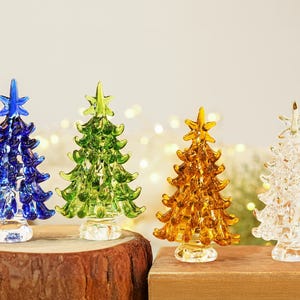 Handmade Christmas Tree Decor,Handmade Stained Glass Figurines,Glass Tree for Festive Decor,Collectible Christmas Tree,Christmas Gift