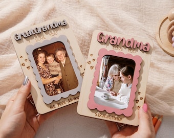 「愛してる」フォトマグネット、完璧なギフトフォトフレーム、お母さんへのユニークなギフト、母の日フォトフレーム、木製マグネット冷蔵庫マグネット、おばあちゃんへのギフト
