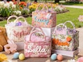 Personalized Easter Egg Hunt bag,Spring Flower Easter Basket,Quilted Egg Hunt Bucket,Boys Girls Easter Baskets,Baby Shower Gift,Easter gift