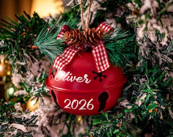 Custom Jingle Bell Ornament,  Personalized Christmas tree Decor  with name, Family Christmas Gift For