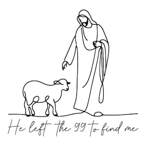 Jesus Good Shepherd Png - "He Left the 99 to Find Me" Christian Religious Digital Download
