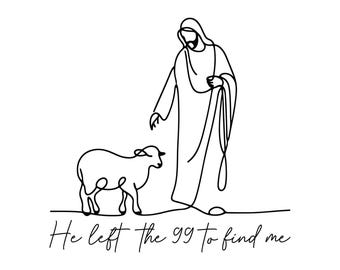Jesus Good Shepherd Png - "He Left the 99 to Find Me" Christian Religious Digital Download