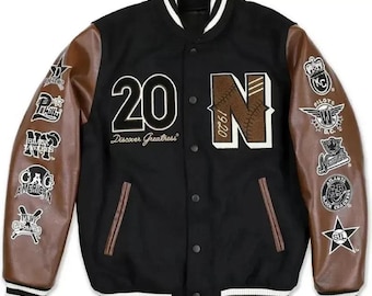 Men's Negro League Baseball Varsity Jacket, Wool Blend, Faux Leather Sleeves