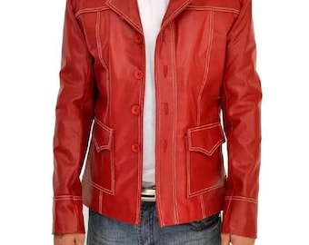 Men's Handmade Red Vintage Motorcycle Sheepskin Leather Biker Jacket – Slim Fit Motorcycle Coat