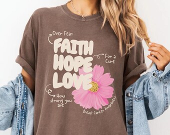Comfort Colors® Cancer Survivor Shirt, Breast Cancer Awareness Tee, Pink Flower Cancer Survivor Gift, Chemo Support Shirt, Motivational Tee