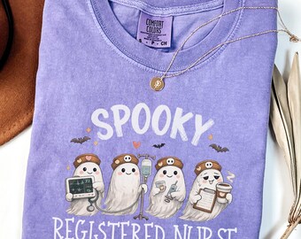 Comfort Colors Spooky Registered Nurse Shirt, Halloween RN Tee, Funny Ghost Nurse Gift, Nurse Life T-Shirt, Nurse Appreciation Gifts, RN
