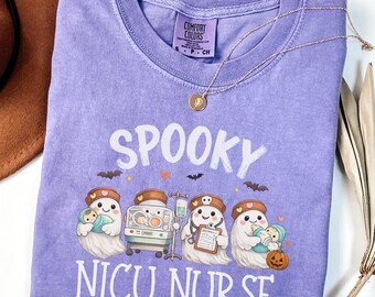 Spooky NICU Nurse Shirt, Comfort Colors NICu Nurse Tee, Halloween Nurse Shirt, Neonatal ICU Nurse Gift Cute Ghost Nursing Shirt RN Gift