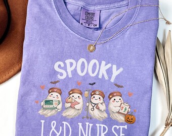 Comfort Colors Spooky Labor and Delivery Nurse Shirt, Halloween L&D Nurse Tee, Mother Baby Nurse Gift, Labor Nurse T-Shirt, Funny OBGYN Gift