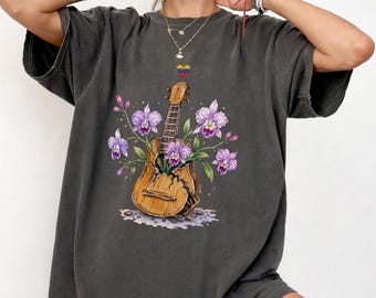 Comfort Colors Venezuela Cuatro Shirt, Venezuelan Orchid Graphic, Venezuelan Pride Gift, Latino Heritage Shirt, Floral Tee, Venezuela Relief