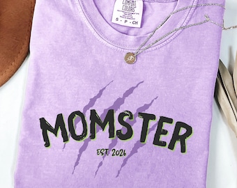 Comfort Colors Momster Shirt, Spooky Mama Halloween Tee,  Monster Mom Shirt, Funny Mom Life Graphic, Retro Halloween Gift for Moms
