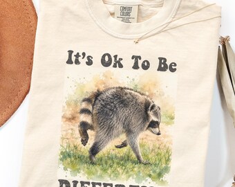 It's OK To Be Different Raccoon Shirt, Seattle Feral Legend Shirt, Funny Viral Trash Panda Tee, Watercolor Wildlife Comfort Colors Shirt