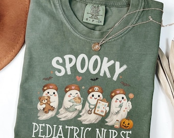 Spooky Pediatric Nurse Shirt, Comfort Colors Peds Nurse Tee, Halloween Nurse Shirt, Cute Ghost Nursing Gift, Nurse Appreciation Gift