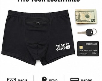 Trap Gear Mens Stash Underwear Hidden Secret Zipper Pocket Boxer Briefs Festival