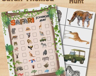 Safari Scavenger Hunt Game: Jungle Adventure Birthday Party, Safari Theme Party Game, Safari Party Favor, Jungle Party,Animal Scavenger Hunt