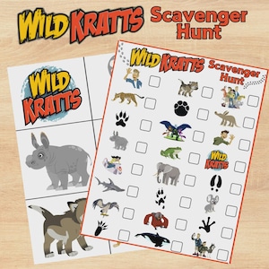 Wild Krat Inspired Scavenger Hunt Game: Animal Adventure Party, Wild Krats Birthday Party, Creature Power Disks, Animal Scavenger Hunt