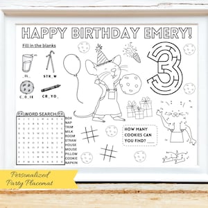 PERSONALIZED Mouse Cookie Activity Sheet, If You Give a Mouse a Cookie Birthday Placemat, Mouse Coloring Sheet, Storybook Mouse Party Decor