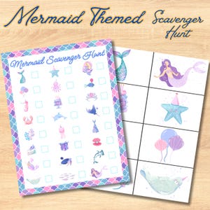 Mermaid Scavenger Hunt, Mermaid Indoor Treasure Hunt, Mermaid Activities for Kids, Mermaid Birthday Party Games, Under the Sea Printable