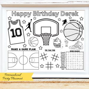 Personalized Basketball Birthday Party Activity Sheet: Sports Theme (Digital Download)