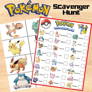 Gotta Catch Them All Scavenger Hunt, Poke Character Treasure Hunt, Poke Mon Inspired Scavenger Hunt Party Game, Pokemone Scavener Hunt Game