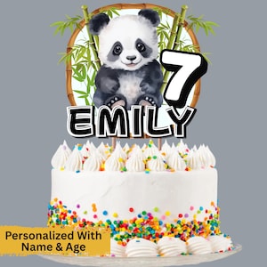 Personalized Panda Cake Topper: Custom Name & Age (Digital Download)