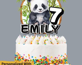 Personalized Panda Cake Topper: Custom Name & Age (Digital Download)