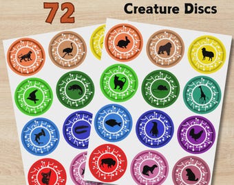 Juego de 72 discos inspirados en "Creature Power", 2.5" IMPRIMIBLES Descarga instantánea, Discos de aventuras animales, Decoración para fiestas de Wild Kratt, Disco de Wild Kratt