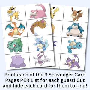 Gotta Catch Them All Scavenger Hunt, Poke Character Treasure Hunt, Poke Mon Inspired Scavenger Hunt Party Game, Pokemone Scavenger Hunt Game image 4