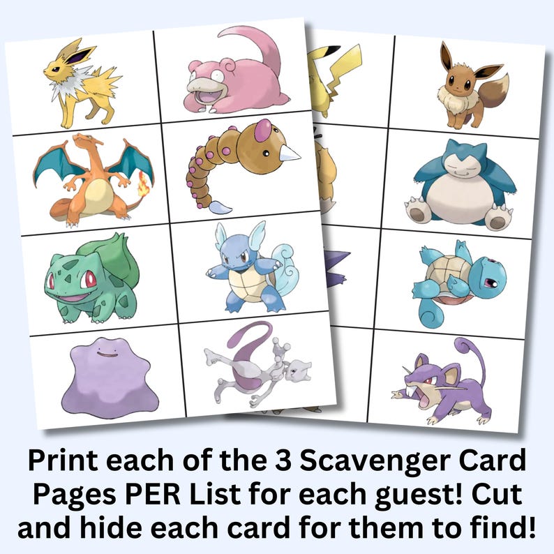 Gotta Catch Them All Scavenger Hunt, Poke Character Treasure Hunt, Poke Mon Inspired Scavenger Hunt Party Game, Pokemone Scavenger Hunt Game image 4