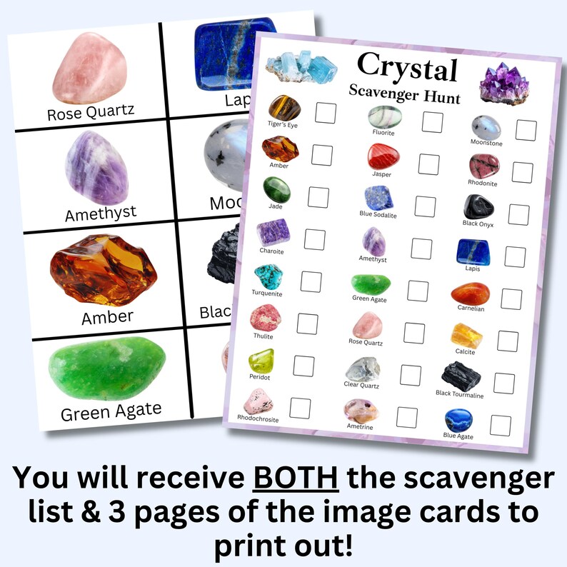Gemstone Crystal Scavenger Hunt, She's A Gem Party Game, Gemstones ...