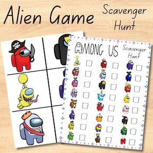 Búsqueda del tesoro del videojuego Among Alien, búsqueda del tesoro del impostor, juego de fiesta de cumpleaños de Among Us, regalos de fiesta del impostor, chico gamer, chica gamer