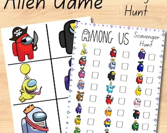 Búsqueda del tesoro del videojuego Among Alien, búsqueda del tesoro del impostor, juego de fiesta de cumpleaños de Among Us, regalos de fiesta del impostor, chico gamer, chica gamer
