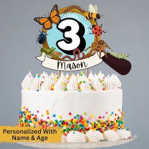 PERSONALIZED Insect Bug Birthday Cake Topper, Bug Theme Party Decor, Bugging Out Cake Topper, Bug Catcher Topper, Insect Cake, Bug Garden