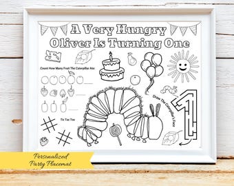 Personalized Hungry Caterpillar Birthday Activity Sheet: Storybook Party Favor (Digital Download)