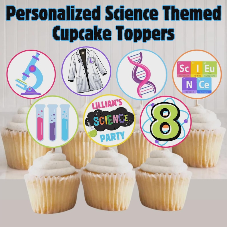 Ag Science Topper Personalized Science Party Cupcake Toppers, Science Lab Party Supplies ...