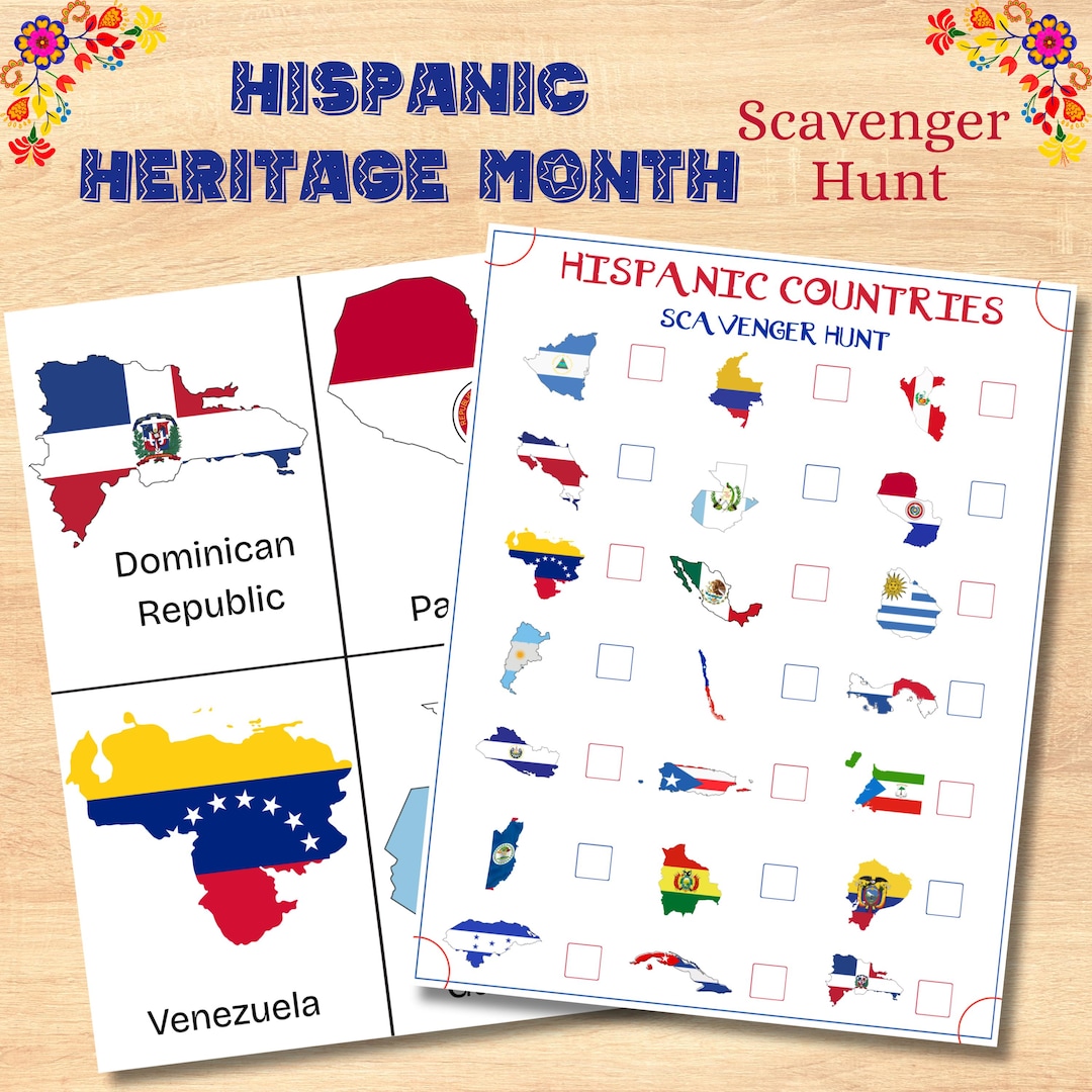 Hispanic Heritage Month Scavenger Hunt Game, Classroom Printable ...