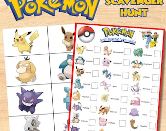 Gotta Catch Them All Scavenger Hunt, Poke Character Treasure Hunt, Poke Mon geïnspireerd Scavenger Hunt-feestspel, Pokemone Scavenger Hunt-spel