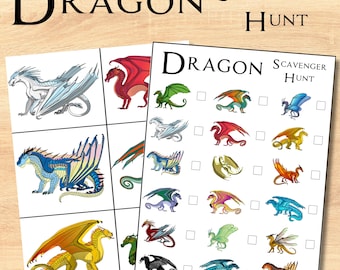 Dragon Scavenger Hunt, Dragon Party Games, Dragon Book Lovers Birthday Activity, Dragon Fire Treasure Hunt, Dragon Wings Adventure Game