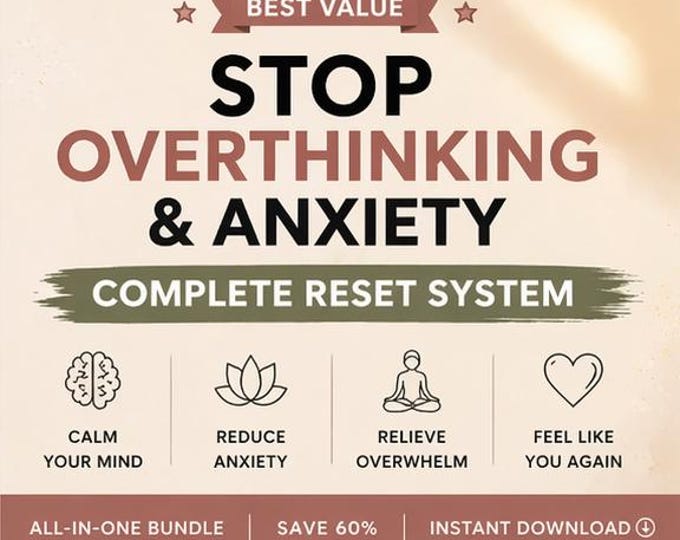 Featured listing image: Anxiety Relief Bundle | Calm Reset Workbook Set for Overthinking & Nervous System