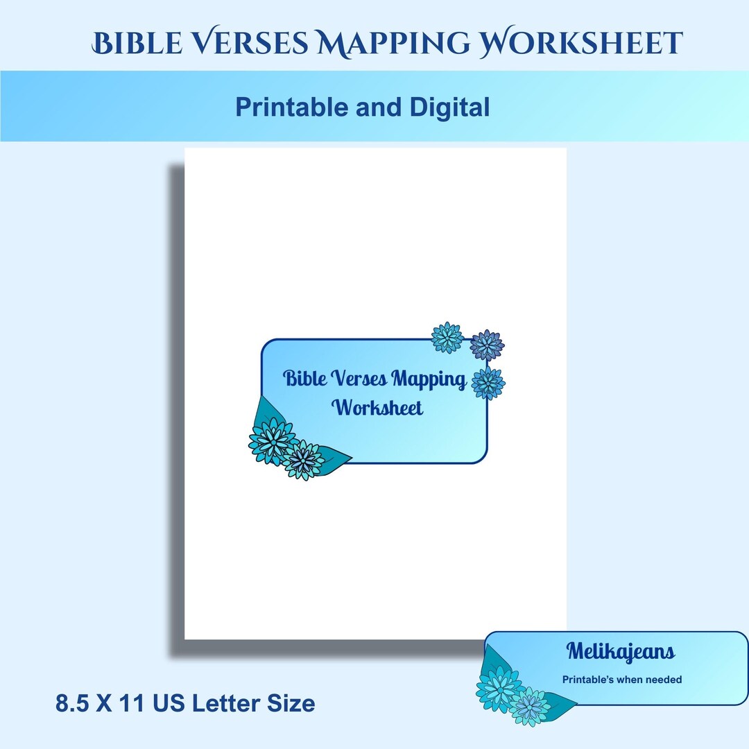 Bible Verse Mapping Worksheet in Blue | Printable & Digital Bible Study ...