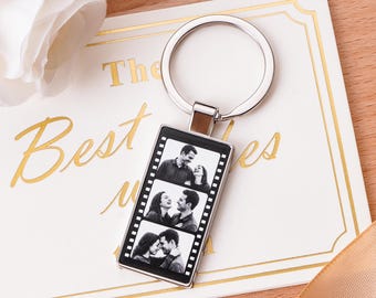 Personalized Film Strip Photo Keychain, Custom Metal Keychain, Couples Keychain, Gift For Boyfriend, Girlfriend