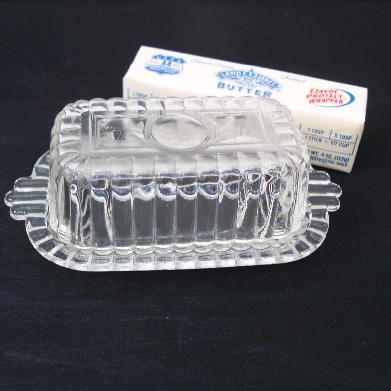 1950s Glass Butter Dish with Lid Half Stick Butter Container Etsy