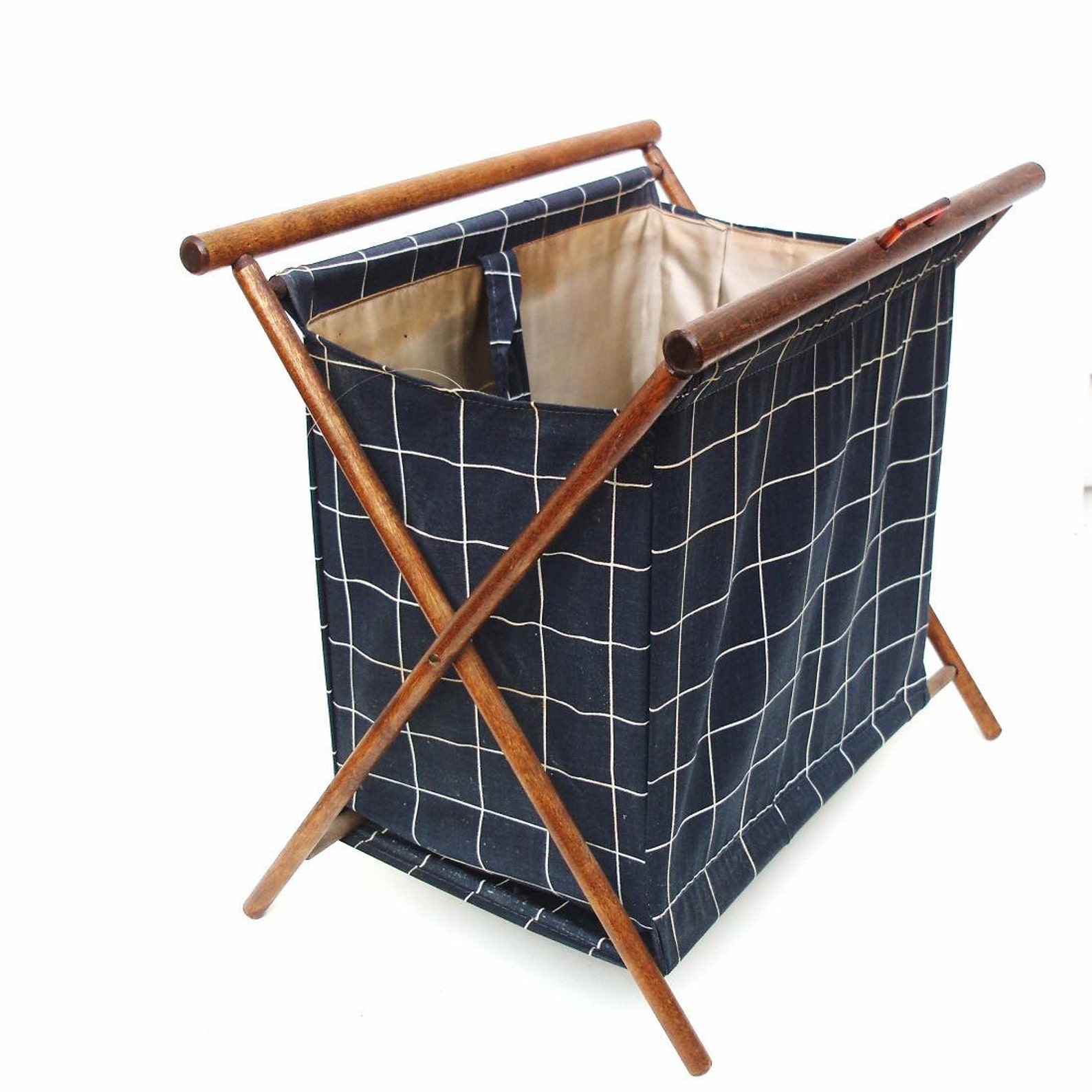 Vintage Folding Sewing Basket Knitting Project Bag Carry All Etsy