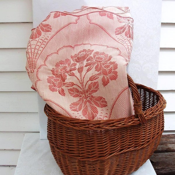 RESERVED for Susan Galise      Vintage Blanket, Bed Spread, Bed Cover, Pink  Cream Coverlet