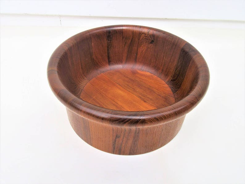 Vintage Teak Wood Bowl Large Serving Wooden Image 0