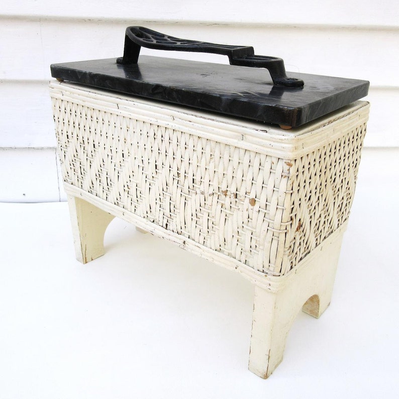 Vintage Shoe Shine Kit Valet Box Wicker Basket with Lid Etsy