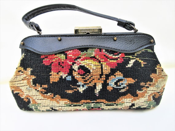 Vintage Carpet Bag | 50s Handbag | Tapestry Purse