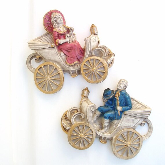 Vintage Plaster Plaques Chalkware Wall