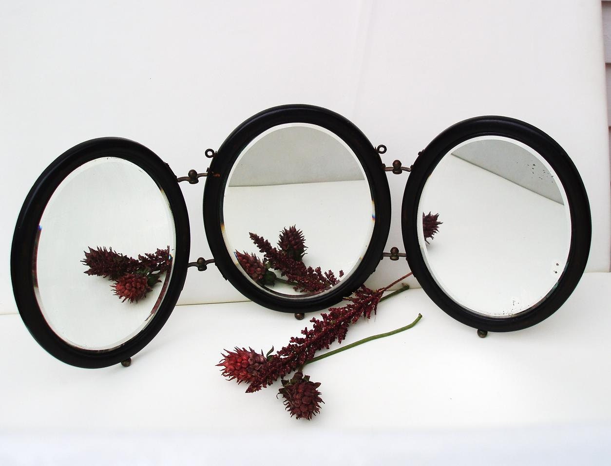 Antique Folding Shaving Mirrors Tri Fold Mirror Oval Etsy