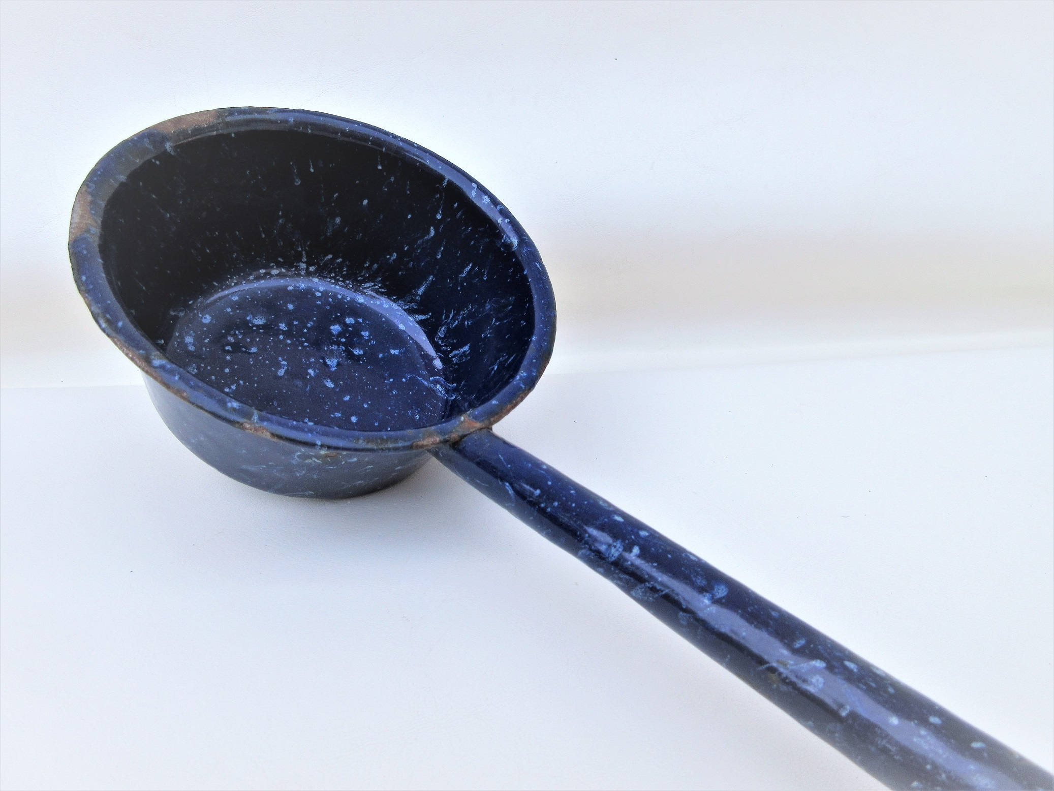 Vintage Enamelware Ladle White And Blue Enamelware Ladle Dining & Serving Kitchen & Dining etna